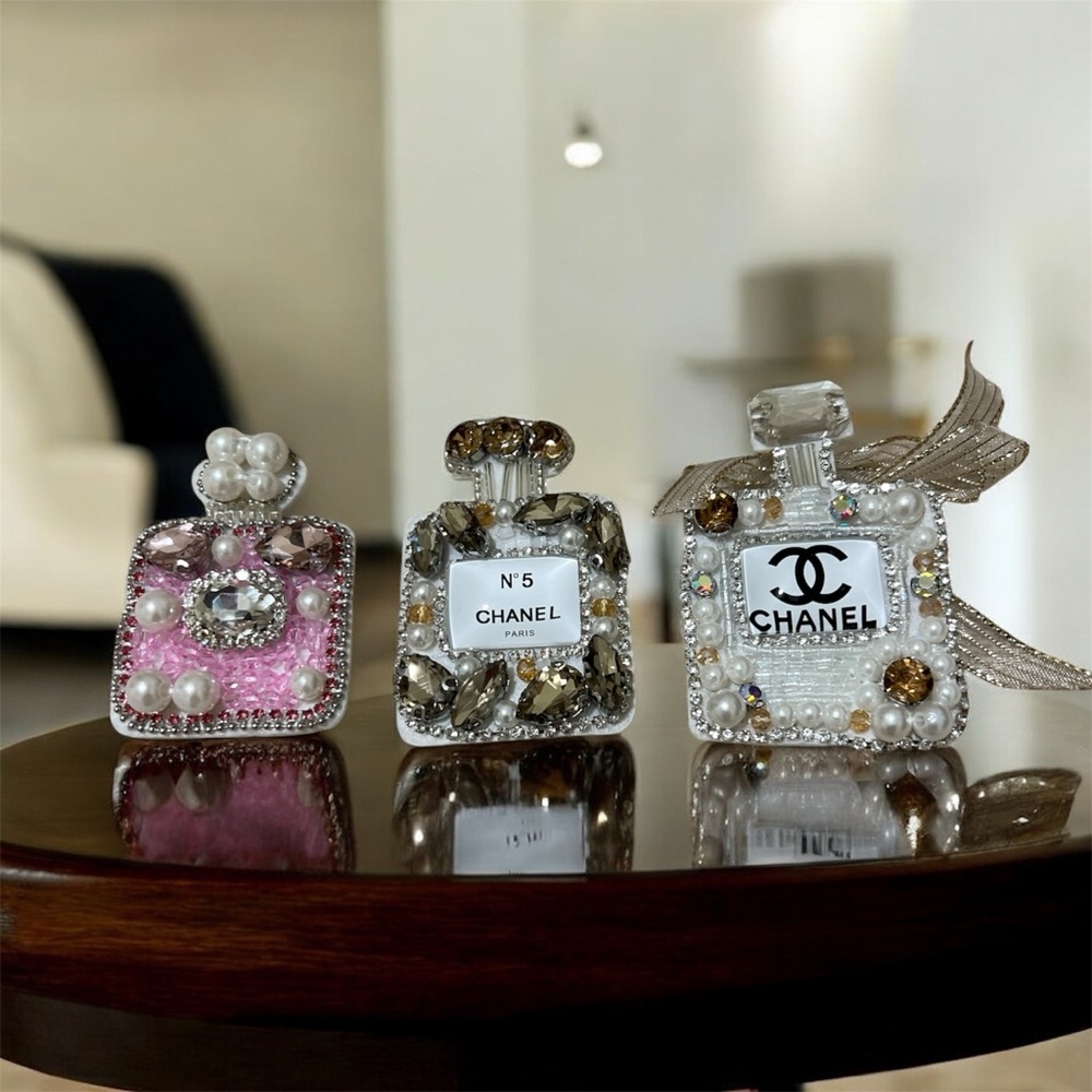 CC Embroidered Decorative Perfume Bottle Patches - Set of 3 - Picture 1 of 2